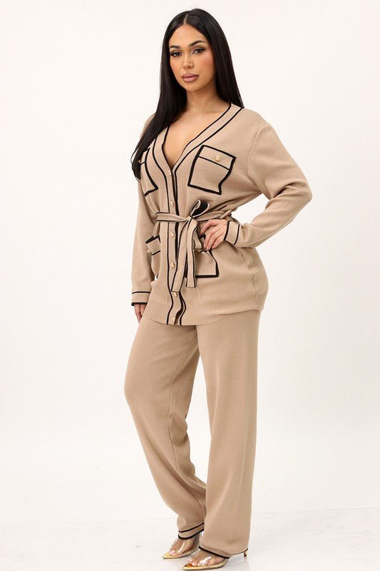 Mocha Cardigan Matching Pants Set - STYLED BY ALX COUTUREOutfit Sets