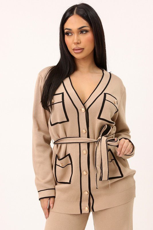 Mocha Cardigan Matching Pants Set - STYLED BY ALX COUTUREOutfit Sets