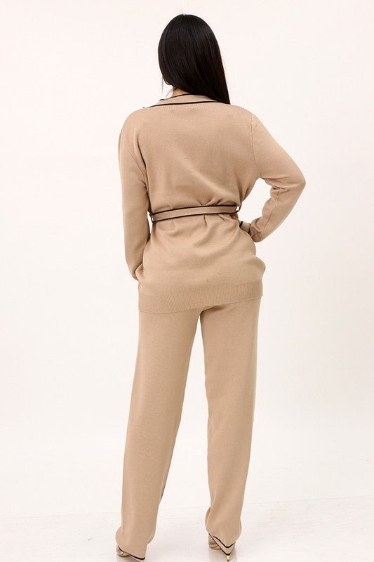 Mocha Cardigan Matching Pants Set - STYLED BY ALX COUTUREOutfit Sets