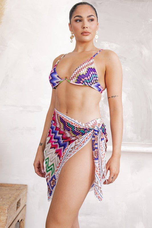 Multi Color Bikini Swimsuit 3 Piece Set - STYLED BY ALX COUTURESWIMWEAR