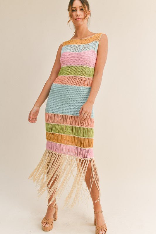 Multi coloured fringe dress hotsell