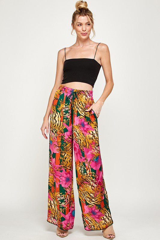 Multi Tiger Floral Print Pants - STYLED BY ALX COUTUREPants