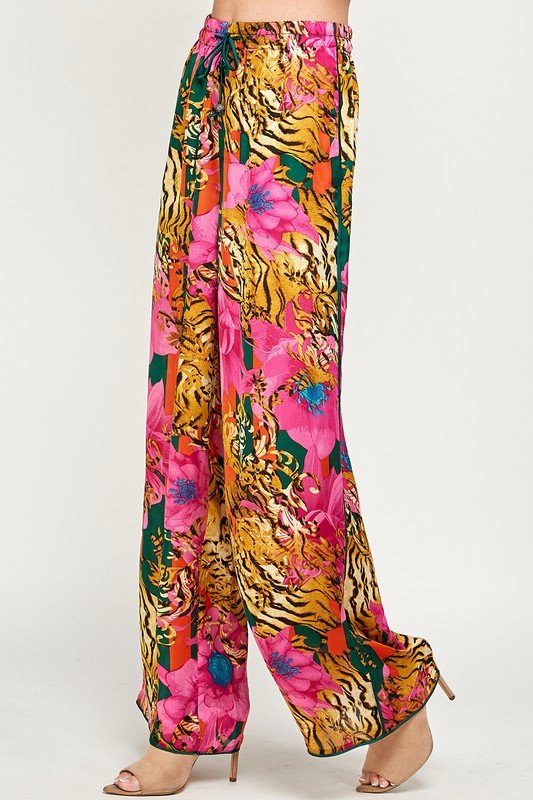 Multi Tiger Floral Print Pants - STYLED BY ALX COUTUREPants