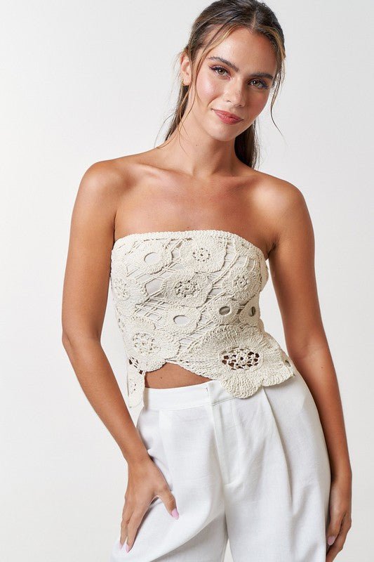 Natural Crochet Flyway Tube Top - STYLED BY ALX COUTUREShirts & Tops