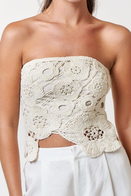 Natural Crochet Flyway Tube Top - STYLED BY ALX COUTUREShirts & Tops