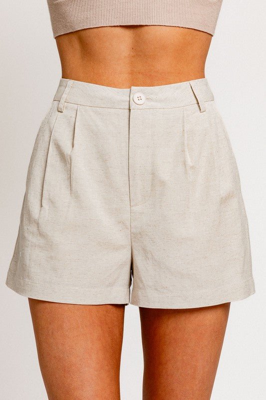 Natural High Waist Pleated Shorts - STYLED BY ALX COUTURESHORTS