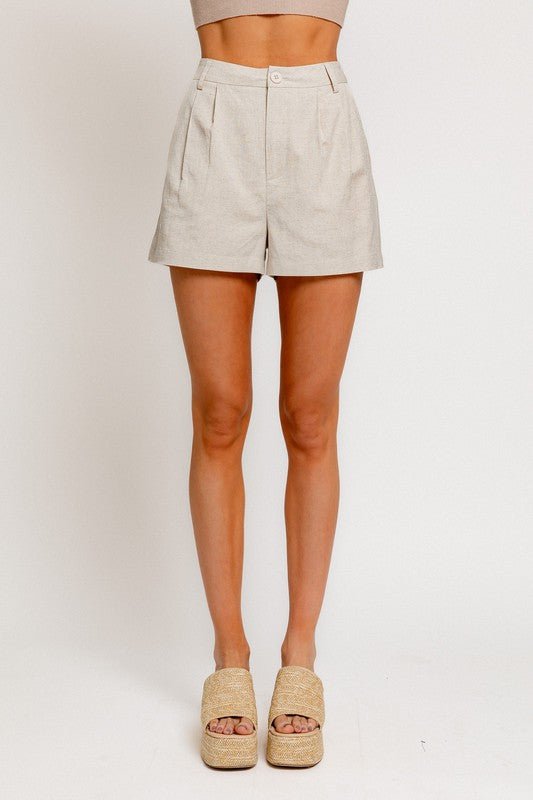 Natural High Waist Pleated Shorts - STYLED BY ALX COUTURESHORTS