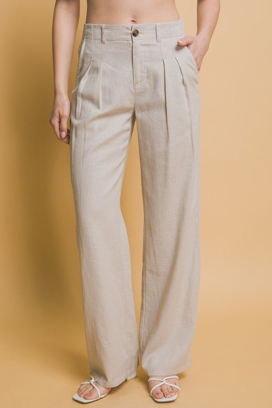 Natural Linen Tailored Wide Leg Pants *PRE* - STYLED BY ALX COUTUREPANTS