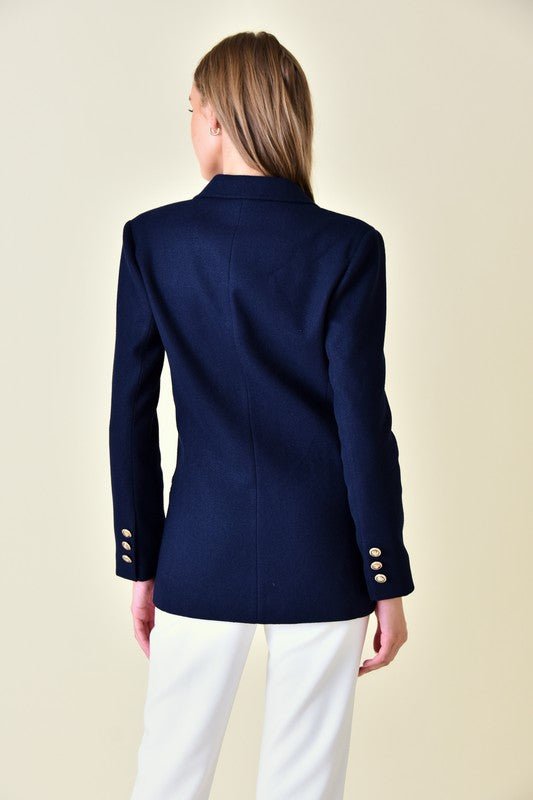 Navy Crest Patch Double Breated Blazer - STYLED BY ALX COUTUREBlazer