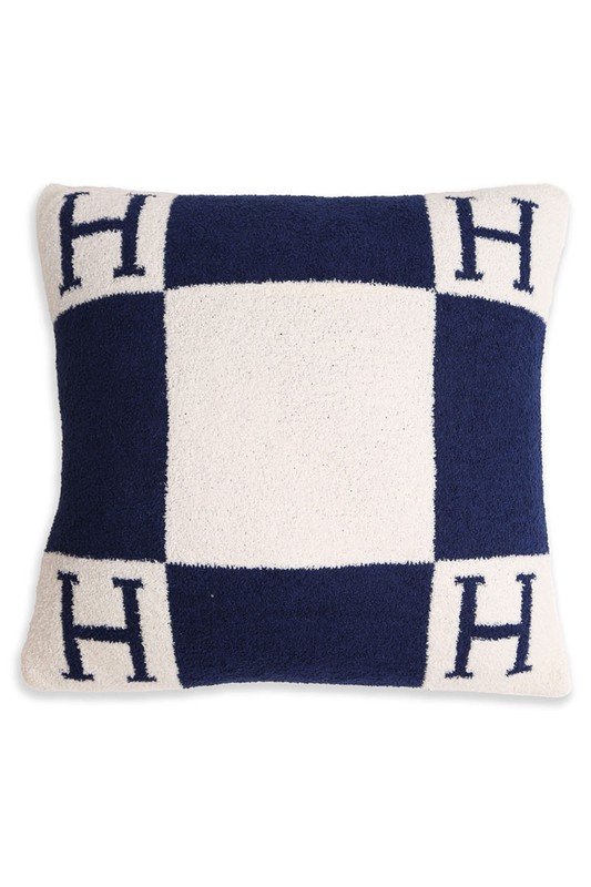 Navy H Patterned Cushion Cover - STYLED BY ALX COUTURECUSHION