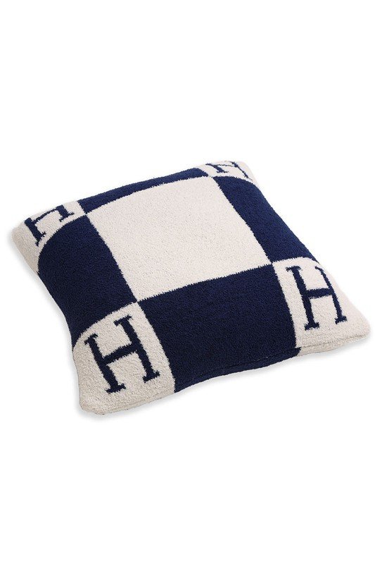 Navy H Patterned Cushion Cover - STYLED BY ALX COUTURECUSHION