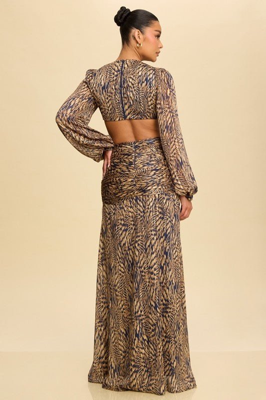 Navy Studded Ring Chiffon Maxi Dress - STYLED BY ALX COUTUREDresses