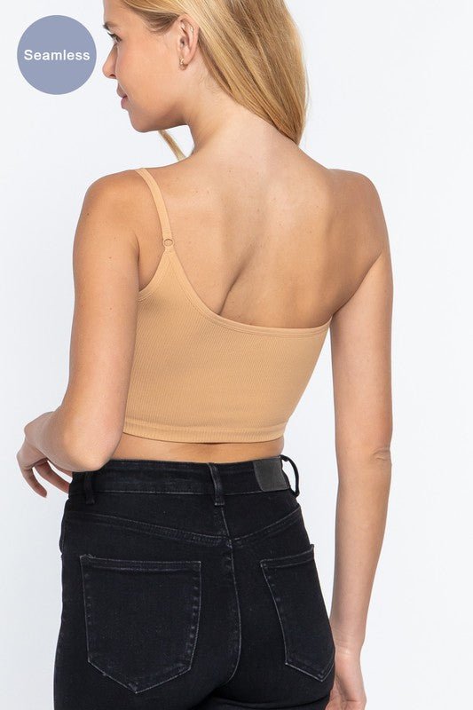 Nude One Shoulder Seamless Rib Cami Top - STYLED BY ALX COUTUREShirts & Tops