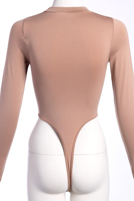 Nude Turtleneck Long sleeve Bodysuit - STYLED BY ALX COUTUREShirts & Tops