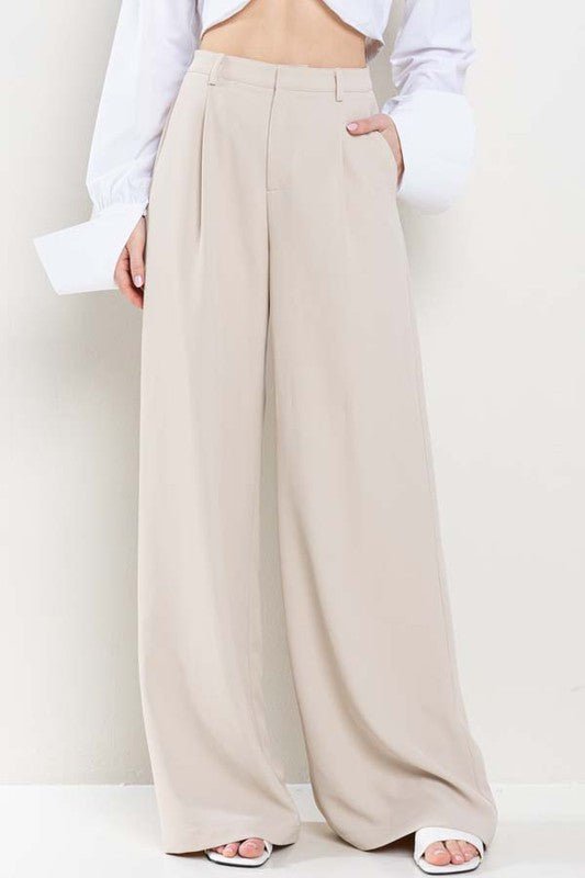 Nude Wide Leg Pants - STYLED BY ALX COUTUREPANTS