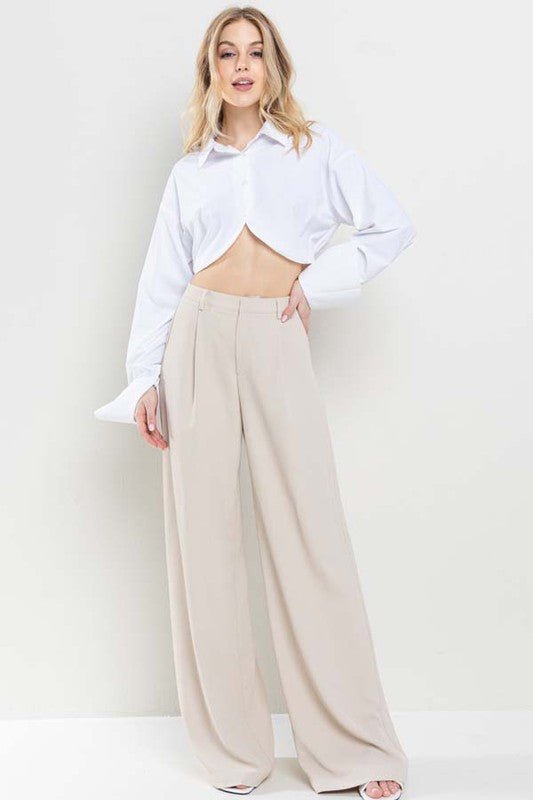 Nude Wide Leg Pants - STYLED BY ALX COUTUREPANTS