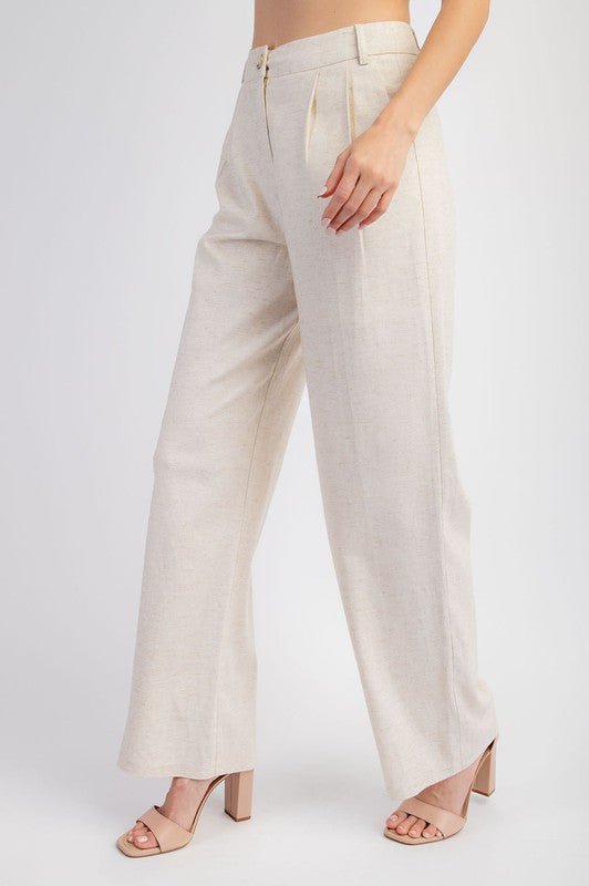 Oatmeal Linen Trousers - STYLED BY ALX COUTUREPANTS