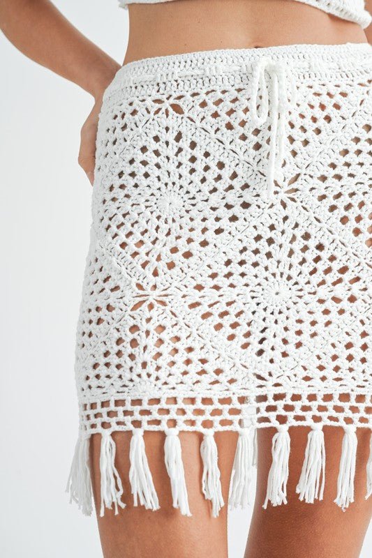 Off White Crochet Bralette MIni Skirt Set - STYLED BY ALX COUTUREOutfit Sets