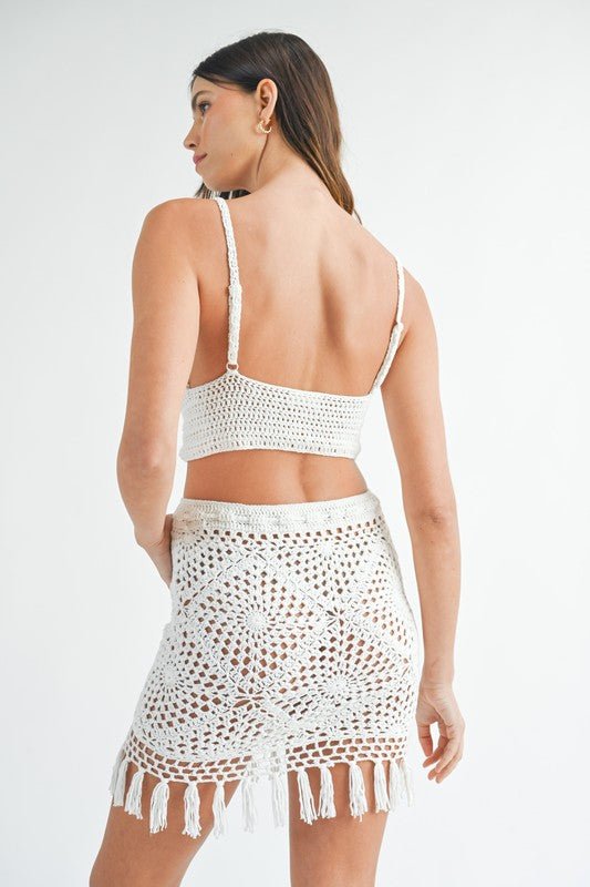 Off White Crochet Bralette MIni Skirt Set - STYLED BY ALX COUTUREOutfit Sets