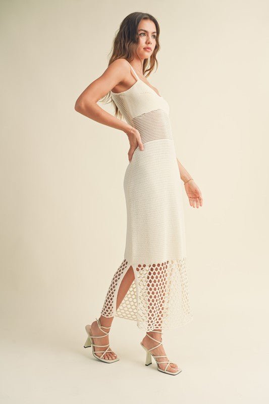 Off White Net Pattern On Bottom Knitted Dress *PRE* - STYLED BY ALX COUTUREDRESS