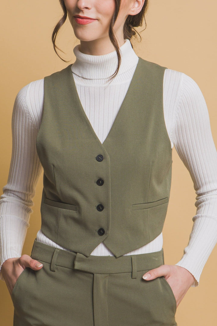 Olive Casual Vest - STYLED BY ALX COUTURETOPS