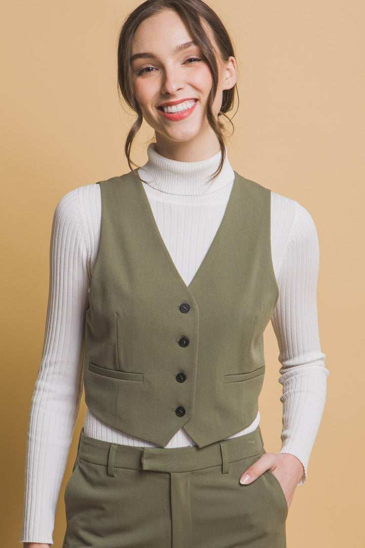 Olive Casual Vest - STYLED BY ALX COUTURETOPS