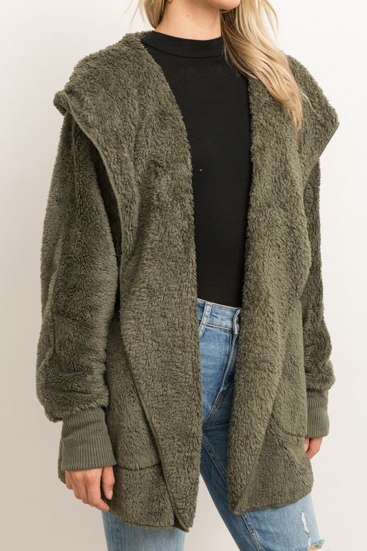 Olive Faux Fur Plush Jacket - STYLED BY ALX COUTURECoats & Jackets