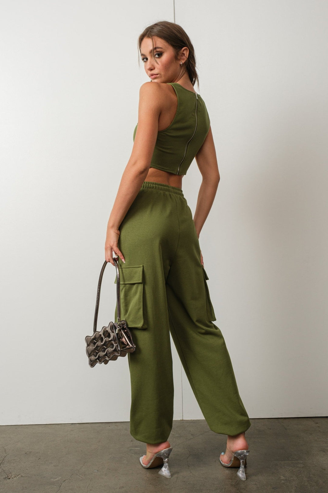 Olive French Terry Corset Top - STYLED BY ALX COUTUREShirts & Tops