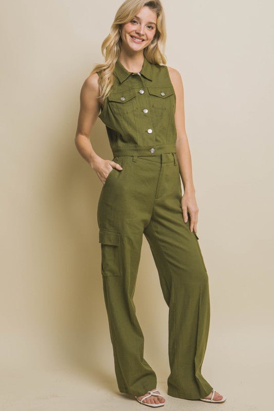 Olive Linen Cargo Pants - STYLED BY ALX COUTUREPANTS