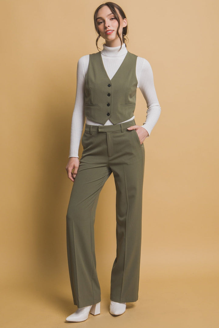 Olive Solid Formal Long Pants - STYLED BY ALX COUTUREPANTS