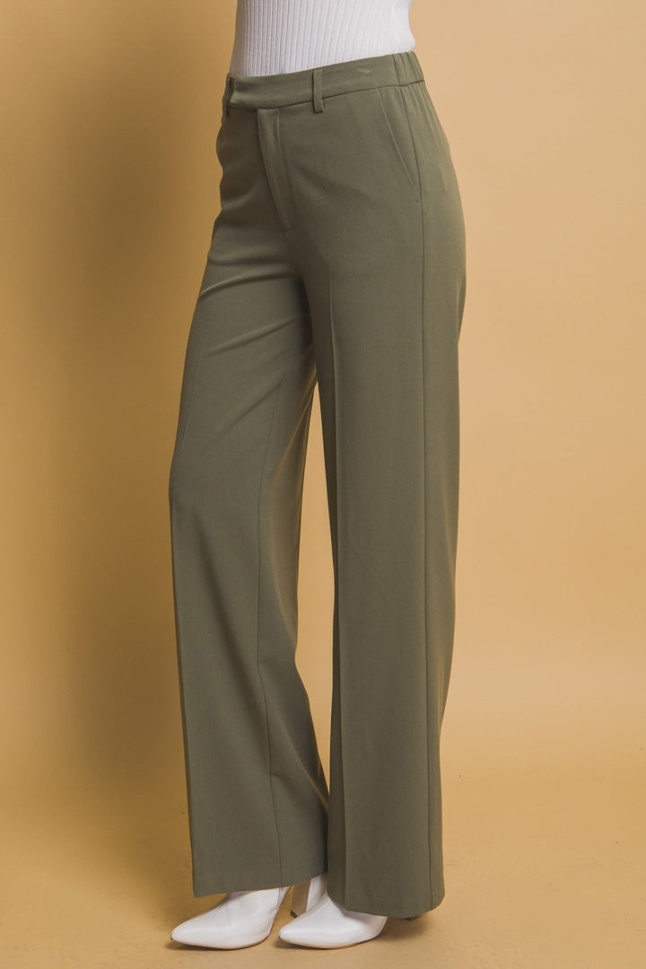 Olive Solid Formal Long Pants - STYLED BY ALX COUTUREPANTS