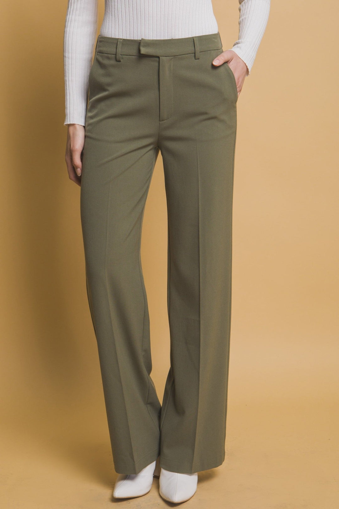 Olive Solid Formal Long Pants - STYLED BY ALX COUTUREPANTS