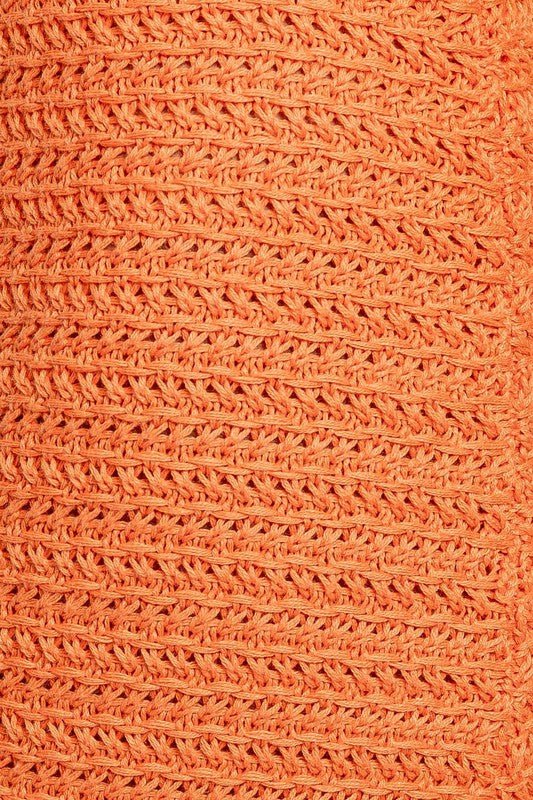 Orange Crochet Sleeveless Midi Dress - STYLED BY ALX COUTUREDRESS