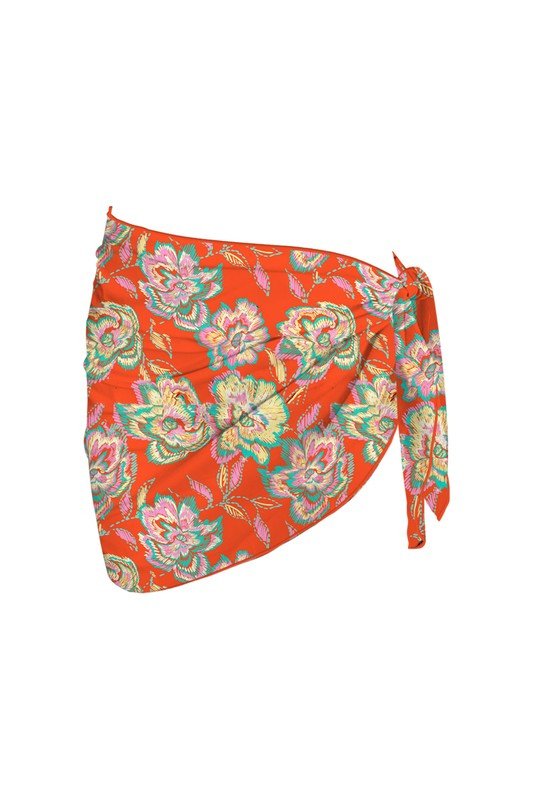 Orange Floral Maui Coverup Skirt - STYLED BY ALX COUTURESWIMWEAR COVER - UPS
