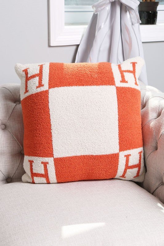 Orange H Patterned Cushion Cover - STYLED BY ALX COUTURECUSHION