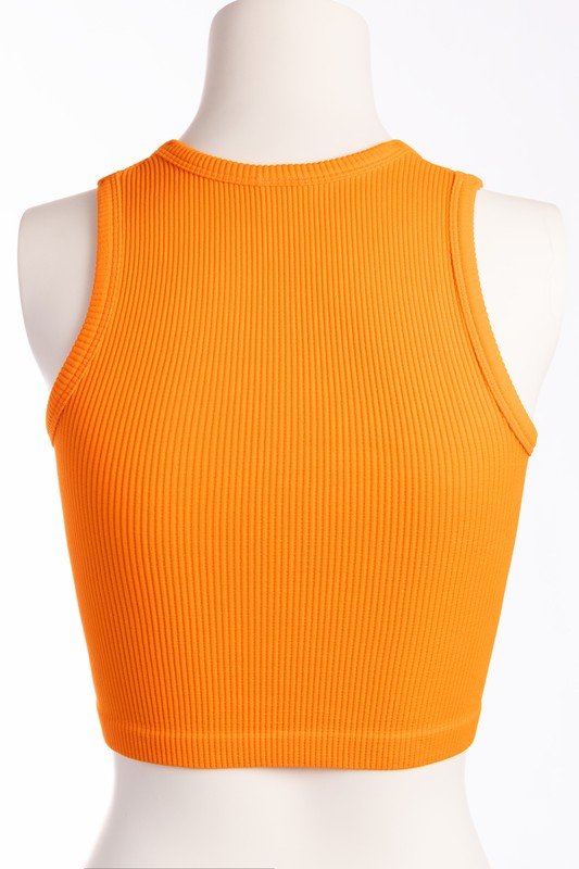 Orange Thick Rib Crop Tank Top - STYLED BY ALX COUTUREShirts & Tops