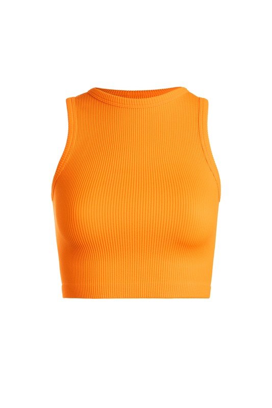 Orange Thick Rib Crop Tank Top - STYLED BY ALX COUTUREShirts & Tops