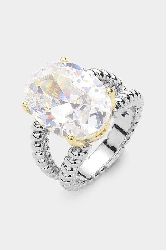 Oval CZ Stone Cushion Ring - STYLED BY ALX COUTURERING