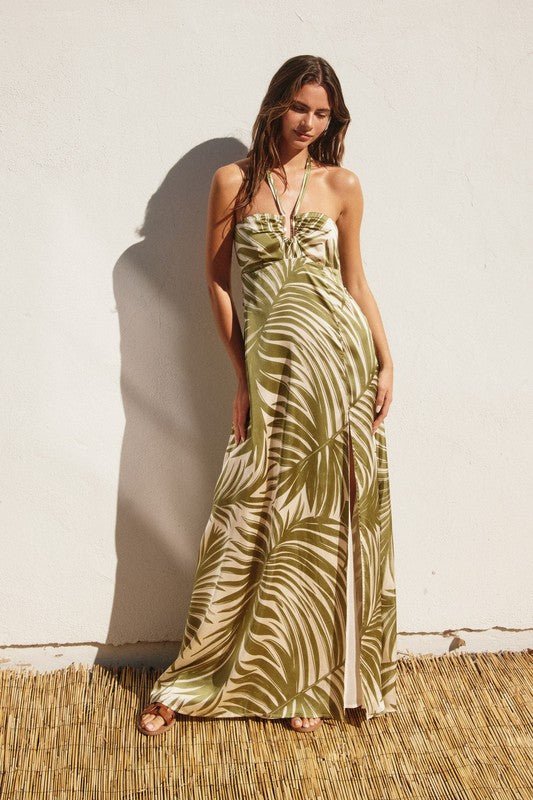 Palm Fronds Halter Maxi Dress *PRE* - STYLED BY ALX COUTUREDRESS