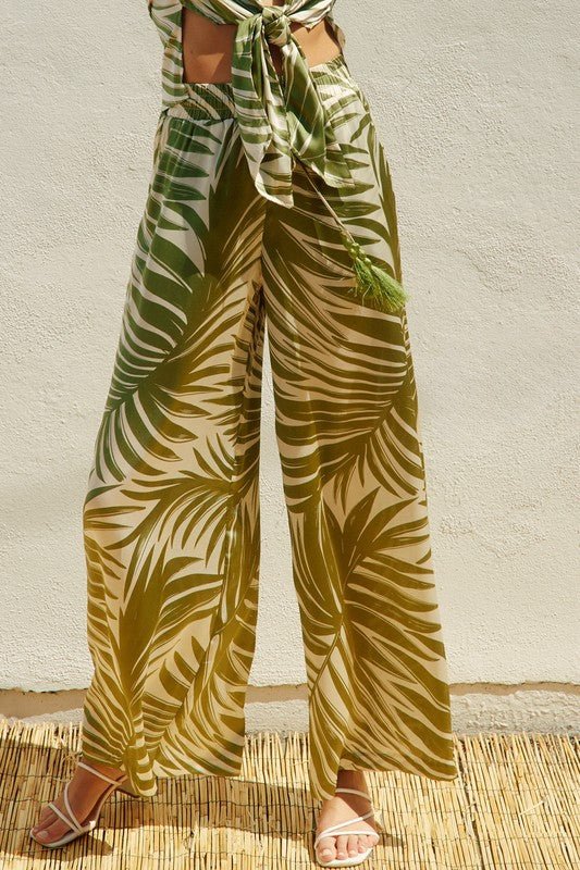 Palm Fronds Wide Leg Pull On Pants *PRE* - STYLED BY ALX COUTUREPANTS