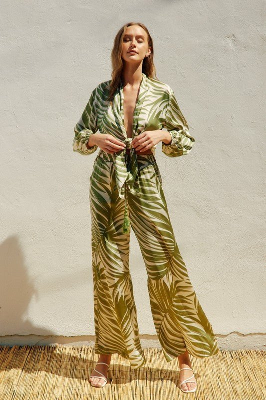 Palm Fronds Wide Leg Pull On Pants *PRE* - STYLED BY ALX COUTUREPANTS