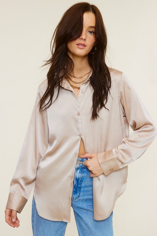 Paris Blush Nude Satin Top - STYLED BY ALX COUTUREShirts & Tops