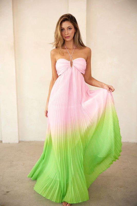 Pink Lime Sweetheart Pleated Maxi Dress *PRE* - STYLED BY ALX COUTUREDRESS