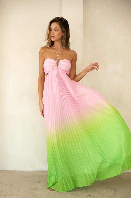 Pink Lime Sweetheart Pleated Maxi Dress *PRE* - STYLED BY ALX COUTUREDRESS