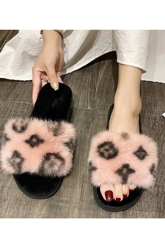 Pink Monogram Fluffy Comfy Slipper - STYLED BY ALX COUTURESlide Sandals