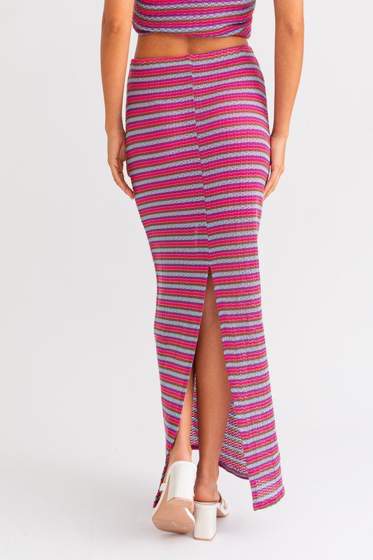 Pink Multi Back Slit Maxi Skirt - STYLED BY ALX COUTURESKIRTS