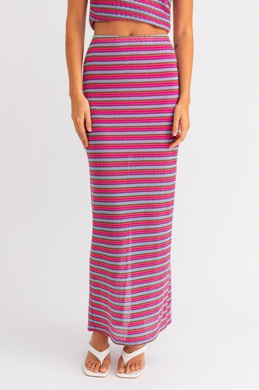 Pink Multi Back Slit Maxi Skirt - STYLED BY ALX COUTURESKIRTS