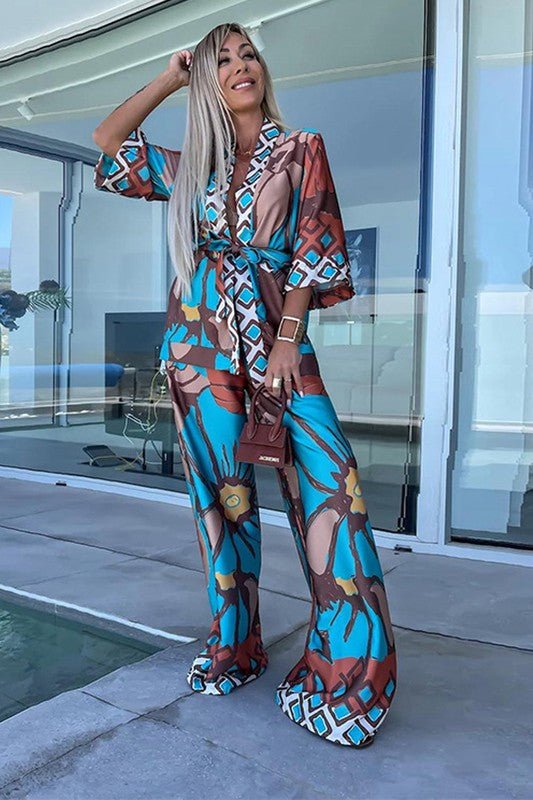 Printed Cardigan and Wide Leg Pants Set *PRE* - STYLED BY ALX COUTUREOutfit Sets