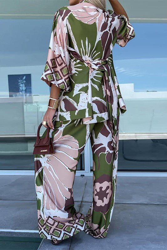 Printed Cardigan and Wide Leg Pants Set *PRE* - STYLED BY ALX COUTUREOutfit Sets