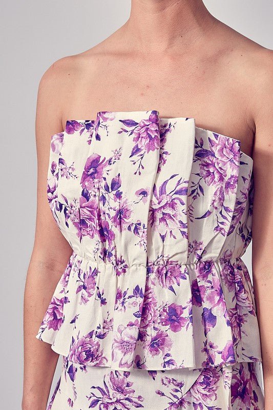 Purple Flower Off Shoulder Top - STYLED BY ALX COUTURETOPS